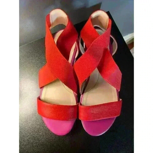 Cole Haan Grand Ambition Women 6.5B Red & Magenta Slingback Leather Sandal - Picture 5 of 11